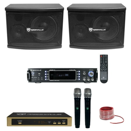 Rockville Karaoke Machine System 6.5" Speakers+Bluetooth Receiver+Wireless Mics