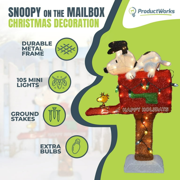 Product Works 36-Inch Pre-Lit Snoopy & Woodstock Holiday