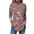 thumbnail image 1 of FAIWAD Plus Size Tops for Women Long Sleeve Round Neck Print Slim Stretch Pullover Tops, 1 of 4