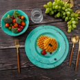 thumbnail image 3 of 18-Piece Farmhouse Melamine Dinnerware Set - Shatterproof, Lightweight,  Outdoor Dining Plates, Bowls, and Serving Dishes for Everyday Use, Camping, Picnics, Light Green, 3 of 6