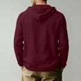 thumbnail image 6 of Men's Cotton Linen Long Sleeve Shirts Button Down Collared Solid Color Hooded Tops Lightweight Casual Loose Fit Hoodies, 6 of 6