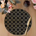 thumbnail image 3 of Black Moroccan Round 13 Inch Placemats Set of 6, Geometric Abstract Art Modern HeatResistant Non Slip Place Mats for Dining Table, Wipeable Braided Kitchen Table Mats for Housewarming, 3 of 9