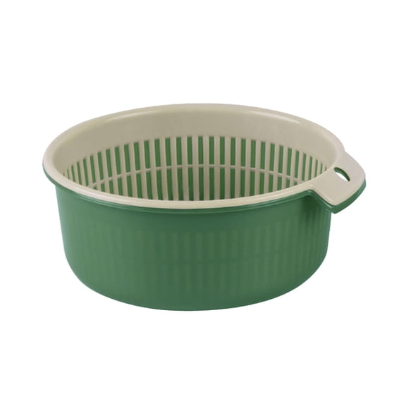 1 Pack Double-Layer Colander Bowl Set, 2-in-1 Kitchen Strainer and Bowl, Plastic Washing Bowl & Strainer for Fruits, Vegetables, and Pasta for Kitchen Use, 18x8cm, Clearance(Green)