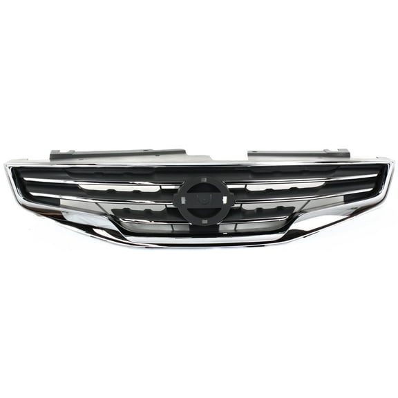 Grille Assembly Compatible With 2010-2012 Nissan Altima Sedan Chrome Shell with Black Insert