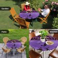 thumbnail image 4 of Happy Halloween Round Tablecloth for 36-44 Inch Tables,Fitted Table Cover with Elastic Edge,Pumpkin Witch Castle Cat Tree Purple Black Waterproof Outdoor Table Cloth Protector for Patio Garden Dinner, 4 of 9
