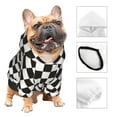 thumbnail image 3 of Fotbe Black and White Checkerboard Print Small Dog Sweater Hoodies Pet Grey Hooded Soft Fleece Sweatshirts with Pocket Fall Winter Puppy Cat Sweaters Warm Clothes-Medium, 3 of 7