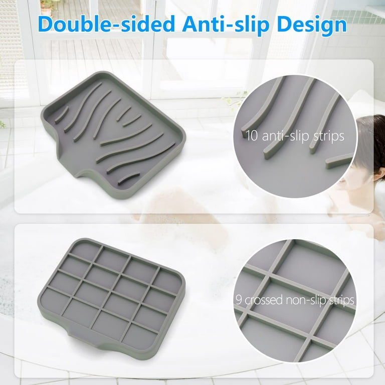 Silicone Soap Dish: Premium Gray Self-Draining Soap Bar Holder