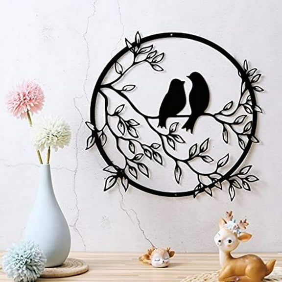 Metal Wall Art Bird on Tree Branch Metal Bird Wall Silhouette Bird Wall Art Decor for Living Room Garden