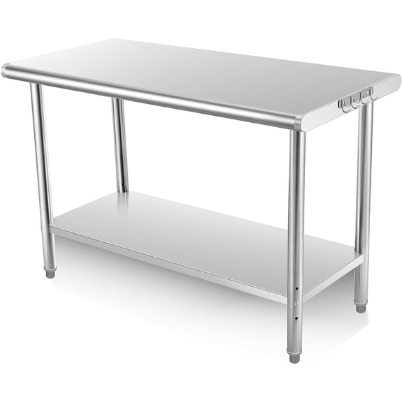 Mesa de preparación de acero inoxidable de 48x24 pulgadas con ruedas, mesa de trabajo comercial NSF para restaurante y hogar