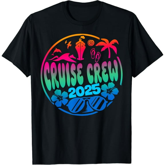 Cruisin Crew 2025 Cruise Family Friends Vacation Matching T-ShirtMen and women, Black T-shirt, size: Extra large