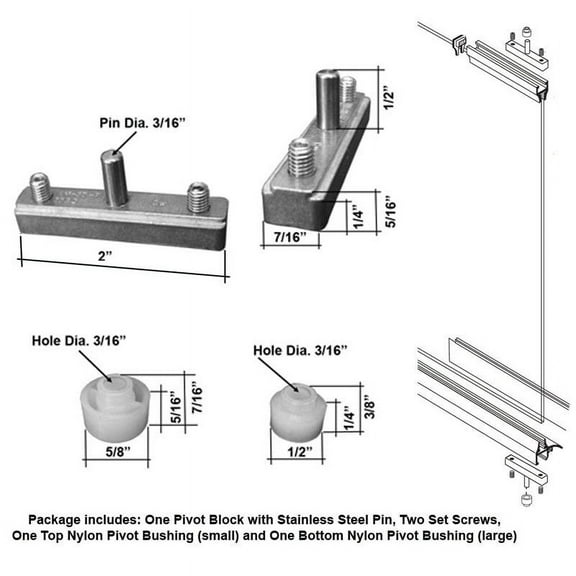 Gordon Glass Replacement Pivot Assembly Kit for Swing Shower Doors
