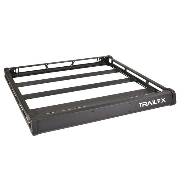 TrailFX Roof Rack JRB001T TrailFX Roof Mount Basket Rack; Direct Mount To Factory Hard Top; 49.8 Inch x 53 Inch; 150 Pound Capacity; Textured Black; Aluminum; No Drilling Required