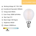 thumbnail image 2 of Bombillas LED tipo globo Sunaiony, 6 W, 3000 K, E12, candelabro, paquete de 6, 2 of 7