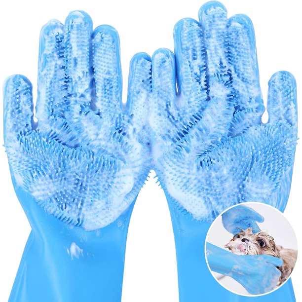 Guantes de aseo para mascotas YUANXCMXG manoplas de baño con cerdas de alta densidad