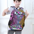 thumbnail image 6 of FORMRS Unisex School Backpack 17" Student Travel Bag with Laptop Compartment, Green Wavy Plaid, 6 of 7