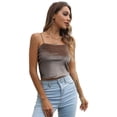 thumbnail image 1 of Femmes Velours Spaghetti Sangle Cami Crop Top Manches Décontracté Réservoir Tube Tops - Noir Kaki, 1 of 5