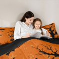 thumbnail image 4 of Manfei Spooky Pumpkin Festival Twin Comforter Sets 2pcs, Halloween Animal Bat Owl Bedding Set, Orange Black Brown,Black Reversible,1 Comforter and 1 Pillowcase, 4 of 6