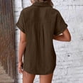 thumbnail image 2 of OGLCCG Womens Gauze Shirts Casual Short Sleeve Textured Collared Button Down Dress Shirts Lightweight Summer Work Blouse,XL,Coffee, 2 of 5