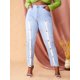 thumbnail image 2 of Jeans Talla Extra Ajustados Abotonado Cinta Frontal Rosegal Vaqueros de talla grande, 2 of 5