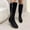 Black, variant on Bnwani Boots for Women Knee High Fall Winter Fashion Pointed Zipper Mid-Heel Thick Chunky Mid-Calf Versatile Casual Solid Leather Boot Black Size 5.5