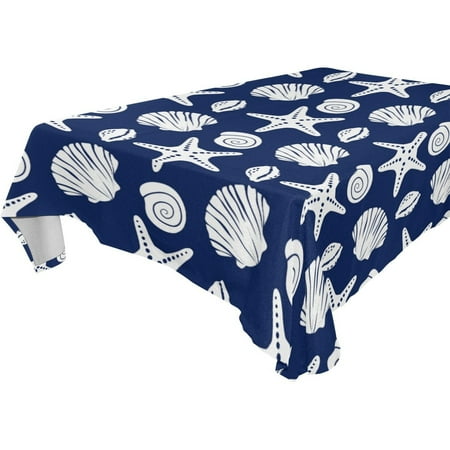 

POPCreation White And Blue Seastar Tablecloth 60x84 inches