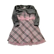Infant Toddler Girls Pink Grey Plaid Christmas Holiday Party Dress 24M