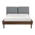 thumbnail image 4 of Walnut Finish King Bedroom Set 4pc Platform Bed Upholstered Headboard, 4 of 7