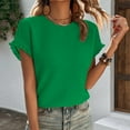 thumbnail image 2 of gbyLJF Oversized V Neck T Shirt Plaid Tunics for Women Tunic Shirts To Wear with Leggings Woman Shirts Green M, 2 of 4