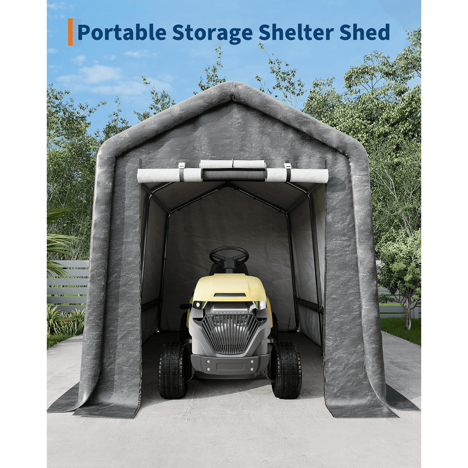 6 x 6 ft Portable Carport Heavy Duty Waterproof  Storage Shed with 2 Roll-Up Doors & Vents for Motorcycles,Bikes,Garden Tools,and Firewood