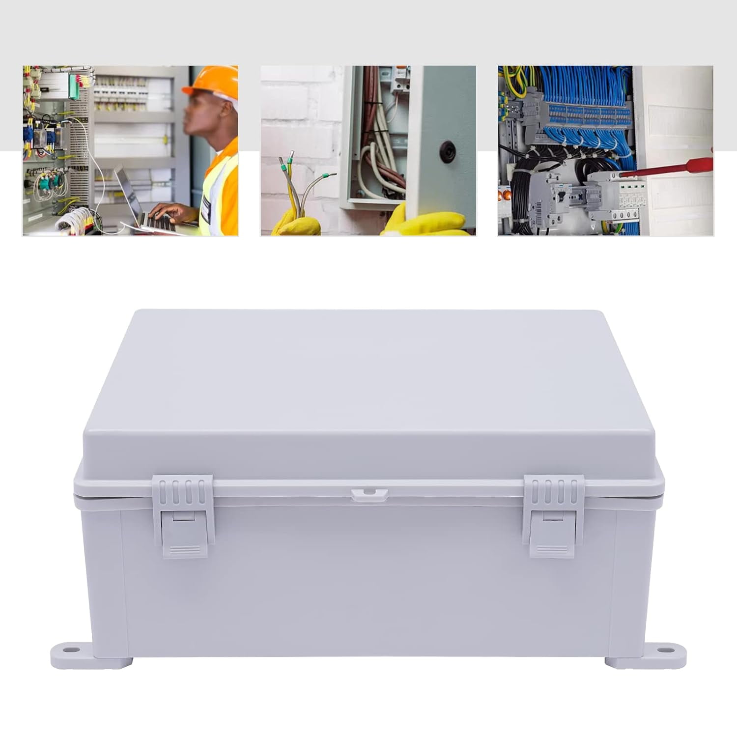 Junction Box,Outside Hinged Clear Cover Stainless Steel Latch IP67 Waterproof ABS Project Box,Electrical Box Enclosure(13.8x9.8x5.9 Clear)