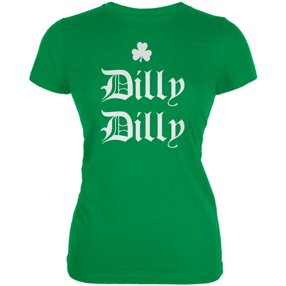 St. Patricks Day Dilly Dilly Shamrock Juniors Soft T Shirt Irish Green LG