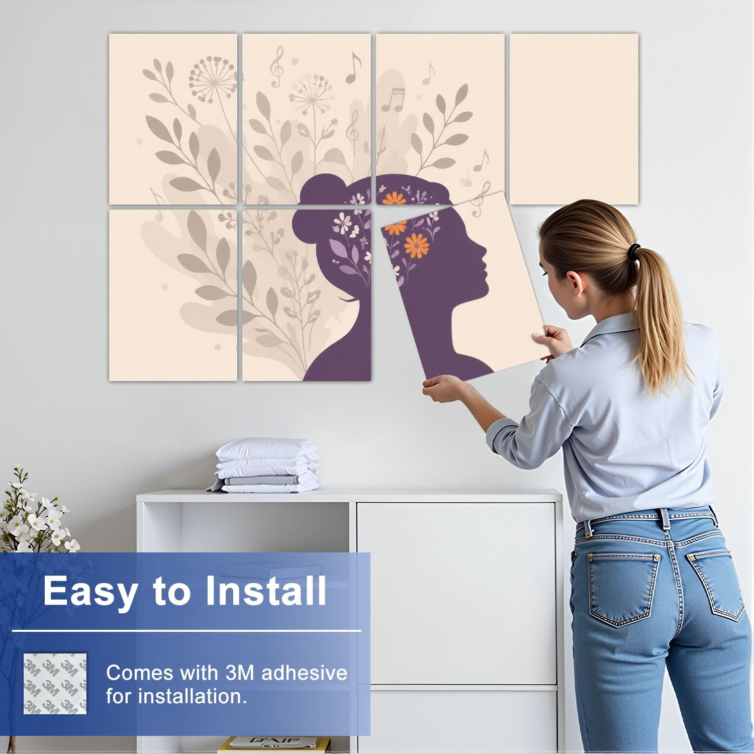 8 Pack Art Acoustic Panels Sound Absorbing Human mind Neurodiversity creativity psychological traits Decorative Soundproof Wall Panels Self Adhesive for Clinic Hospital 48"x32"