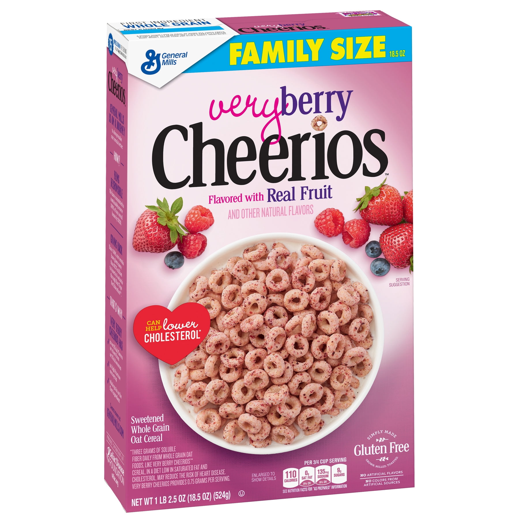 Very Berry Cheerios Gluten Free Cereal, 18.5 oz Box