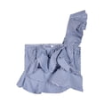 thumbnail image 2 of Camisa a rayas de un solo hombro para mujer, blusa Irregular sin mangas con espalda fruncida y decoración con volantes, blusa femenina a la moda con estampado de rayas L, 2 of 14
