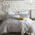 thumbnail image 3 of Swift Home Puyuma 100% Cotton Clipped Diamond Jacquard 5-Piece Bedding Comforter Set Taupe - Queen, 3 of 5
