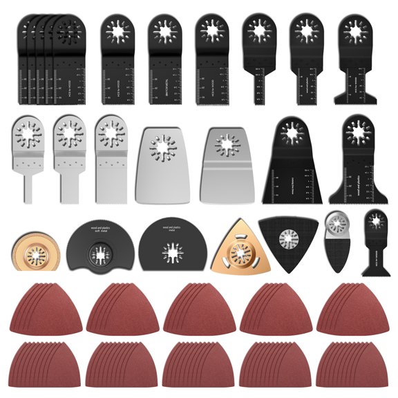 verlacod 100pcs Oscillating Saw Blades High Carbon Steel Multitool Blades Quick Release Oscillating Saw Blades Fast Cut Down Swing Blades Kit for Fein