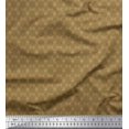 thumbnail image 1 of Soimoi Brown Rayon Crepe Fabric Dot & Ribbon Ethnic Printed Fabric 1 Yard 46 Inch Wide, 1 of 3