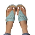 thumbnail image 4 of Women's Spring And Summer New Big Size Clip-toe Beach Flower Hollow-out Wedges Fashion Casual Slippers Summer Sandals for Women Green 38, 4 of 8