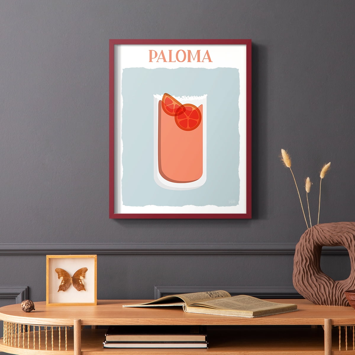 Paloma in Red Solid Wood 8 x 10 Framed Print