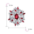 thumbnail image 4 of Bling Jewelry Womens Large Statement Art Deco Style Ruby Red Crystal Flower Brooch  Pin Silver Plated, 4 of 6