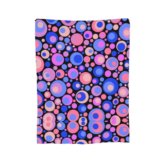 XMXY Fleece Throw Blanket for Couch, Psychedelic Blue Circles Rounds Lightweight Plush Fuzzy Cozy Soft Bed Blankets and Throws for Sofa, 50"x40" inches
