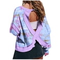 thumbnail image 6 of Lovskoo Open Back Shirts for Women Criss Cross Hollow Tops Scoop Neck Long Sleeve Blouses Casual Loose Fit T-Shirts Yoga Tops Multicolor, 6 of 7