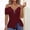 Wine, variant on Women's Slim Anchor Button Tops V Neck Solid Color Pullover Striped Strapless Short Sleeve T Shirt Top for Summer 2026 Dark Blue M