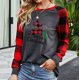 thumbnail image 2 of Sudaderas Navideñas Para Mujer Tops de Empalme A Cuadros Blusa de Manga Larga Con Cuello Redondo Blusa de Moda Odeerbi  ODB205723, 2 of 6