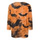thumbnail image 5 of Camisa de cuello redondo con mangas 3/4 y temática de Halloween para mujer, con estampado de telaraña y murciélago, cómoda y elegante, 5 of 5