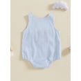 thumbnail image 5 of BemeyourBBs Newborn Baby Boys Girls Summer Clothes Infant Baby Baseball Outfit Bubble Romper Overalls Baseball Embroidery Stripe Sleeveless Bodysuits Jumpsuits Playsuit, 5 of 9