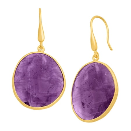 Piara 27 ct Natural Amethyst Drop Earrings in 18kt Gold-Plated Sterling Silver