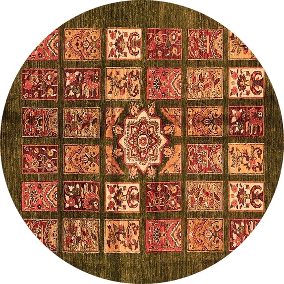 Ahgly Company Indoor Round Abstract Orange Modern Area Rugs, 3' Round