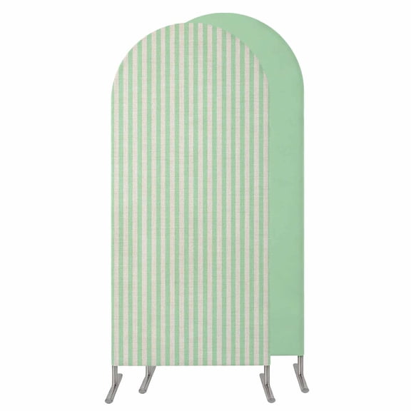 7.2FT Arch Backdrop Covers, Sage Green Striped Wedding Arch Cover Stretchy, Modern Simple Farmhouse Beige Chiara Arches Backdrop Stand Covers for Birthday Baby Shower Party Banquet Decor