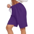 thumbnail image 2 of Shorts for Women Women's Sports Comfortable Elastic Waist Drawstring Shorts Womens Shorts Clearance! Purple M, 2 of 5
